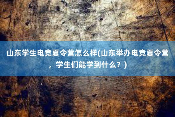 山东学生电竞夏令营怎么样(山东举办电竞夏令营，学生们能学到什么？)