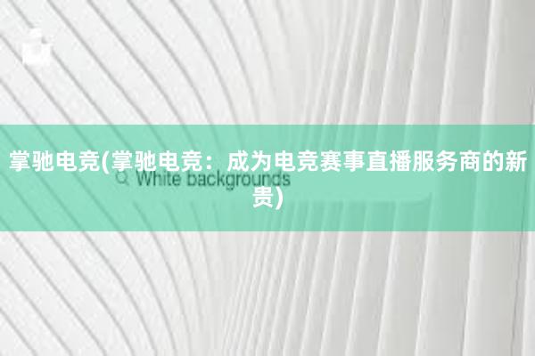 掌驰电竞(掌驰电竞：成为电竞赛事直播服务商的新贵)